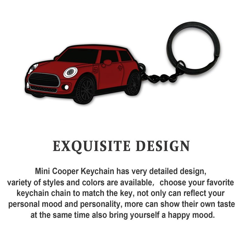 Mini Cooper Keychain For And S Accessories 2014 To 2022 Red Metal Key Chain With Double Ring Modern Style 2 In X 1