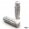 Httmt White Skull Star 1 25mm Cnc Handle Bar Grips Motorcycle Hand Compatible With H-d Hond