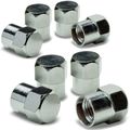 Hexagon Style Alloy Coated Polished Silver Chrome Tire Valve Stem Caps Pack Of 8 