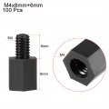 Uxcell M4x8mm 6mm Male-female Hex Nylon Pcb Motherboard Spacer Standoff For Fpv Drone Quadcopter Computer Circuit Board Black