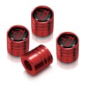 Dodge Demon Red Logo In Black On Cylinder-style Premium Anodized Aluminum Tire Valve Stem Caps Set Of 4 