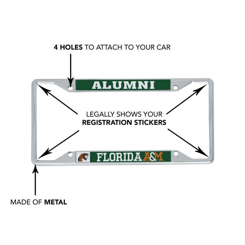 Florida A M University Metal License Plate Frame For Front Or Back Of Car Officially Licensed Alumni 2-pack