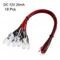Uxcell 18pcs 8mm Pre Wired Led White Dc12v Clear Lens Light Emitting Diodes