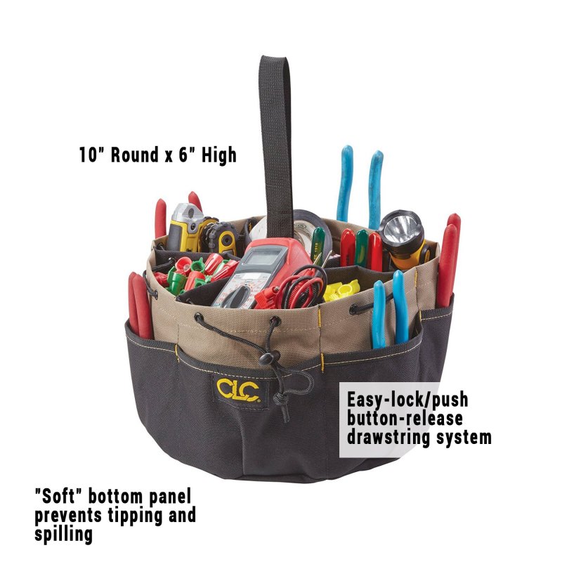 Clc Custom Leathercraft 1148 Drawstring Bucket Bag 18 Pocket Black