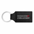 Ipick Image Compatible With Dodge Challenger Rectangular Black Leatherette Key Chain