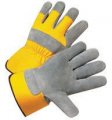 Radnor X-large Premium Select Shoulder Grade Split Leather Palm Gloves With Yellow Rubberized Safety Cuff Heavy Canvas Back And 