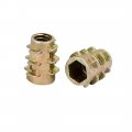 Uxcell M4x10mm Hex Socket Threaded Insert Nuts Bronze Tone 60pcs For Wood Furniture