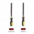 Uxcell Double Cut Grade High Carbon Hardened Steel Half Round Flat Mill File Set With Rubber Hand Grip Handle 6-inch