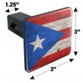 Rustic Distressed Puerto Rico Flag Wood Look Tow Trailer Hitch Cover Plug Insert