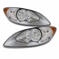Headlights For 2008-2016 International Prostar Chrome Housing Clear Lens Driver And Passenger Side Pair Halogen Front Assembly 