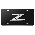 Nissan 350z Z 3d Brush Metal Look Logo Black Stainless Steel License Plate 