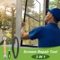 Screen Repair Kit 0 2 X 32 8 Ft Window Spline With Roller Tool And Removal Hook For Patio Door Mesh Install Replace Black