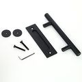 Smartstandard 12 Pull And Flush Door Handle Set In Black Sliding Barn Hardware 