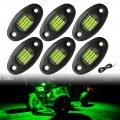 Sunpie 6 Pods Green Rock Lights 24 Leds Aluminium Metal Underglow Light With 32 8ft Extension Wires Ip67 Waterproof Fender 