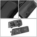 Auto Dynasty Compatible With Silverado 1st Gen 4pc Pair Of Smoked Lens Clear Corner Headlight Black 3d Led Tail Light