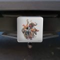 Diverse Animal Family Reunion Elephant Giraffe Panda Lion Walrus Hippo Tow Trailer Hitch Cover Plug Insert