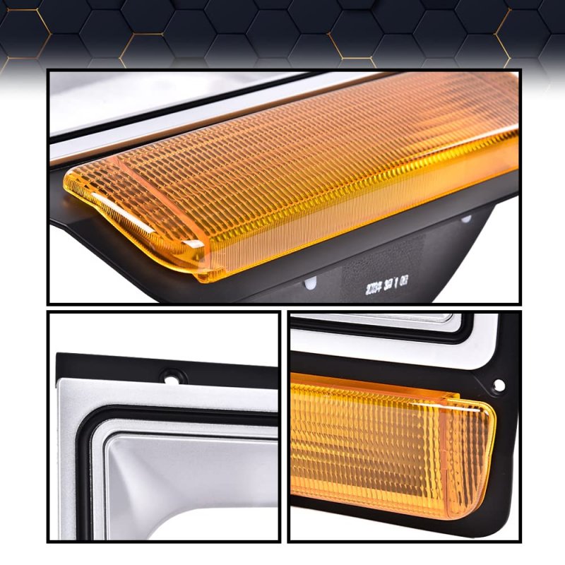 Headlight Bezel With Corner Parking Light Set For Dodge D100 Custom 1986 1989 D150 Base 1990 D250 D350 Ramcharger Silver And
