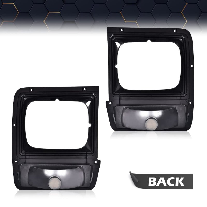Headlight Bezel With Corner Parking Light Set For Dodge D100 Custom 1986 1989 D150 Base 1990 D250 D350 Ramcharger Silver And