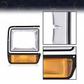 Headlight Bezel With Corner Parking Light Set For Dodge D100 Custom 1986 1989 D150 Base 1990 D250 D350 Ramcharger Silver And