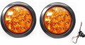 4 In Amber Round Led Turn Tail Parking Signal Light For Truck Trailer Rv 2 Pack With Plug And Grommet Dot Sae Approved 