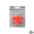 3 Pack Uninex T-shape Triple Outlet Heavy Duty Grounded Wall Plug Tap Adapter Orange 