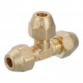 Uxcell Brass Tee Pipe Fitting With Nut 1 4 Npt 3 Way T-connector Coupler For Air Conditioner Refrigeration Plumbing