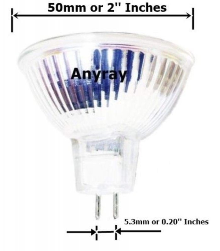 Anyray A1882y 3 -pack 10w 12v Halogen Mr16 Bi-pin Narrow Flood Light 10watt 12volt Lamps Gu5