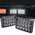 True Mods 2pc 4x6 Led Headlights 45w H4 Socket Black-finish High Low Sealed Beam H4652 H4666 H6545 H4651 H4656 Headlight For 