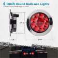 Partsam 10pcs Red 4 Inch Round Led Trailer Tail Lights 12led Flange Mount Stainless Steel Chrome Bezel Waterproof Stop Turn