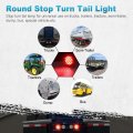 Partsam 10pcs Red 4 Inch Round Led Trailer Tail Lights 12led Flange Mount Stainless Steel Chrome Bezel Waterproof Stop Turn