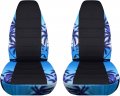 Totally Covers Hawaiian Print Black Car Seat Blue W Palm Tree Universal Fit Front Buckets Option For Airbag Belt Armrest 