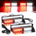 Partsam 2 In 1 Emergency Dash Strobe Visor Firefighter Lights Deck Split Red White 16led W Suction Cups Windshield Traffic 