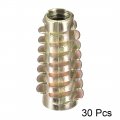 Uxcell Furniture Threaded Insert Nuts Zinc Alloy Hex-flush M6 Internal Threads 25mm Length 30pcs