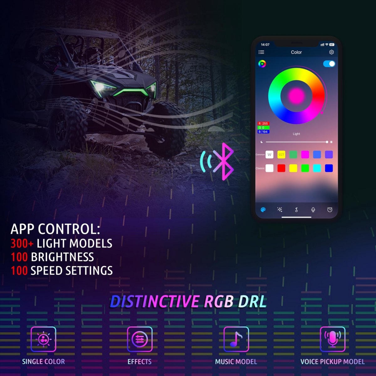 Front Accent Light With Smart Rgb For Polariszr Pro Xp 4 2020 2024 Rzr R Turbo R R4 2022 App Controlled Music Sync Led