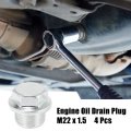 4 Pcs M22 X 1 5 Steel Engine Oil Drain Plug Screw With Seal Ring For Gm Silver Tone