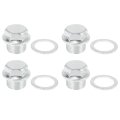 4 Pcs M22 X 1 5 Steel Engine Oil Drain Plug Screw With Seal Ring For Gm Silver Tone