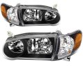 Headlight Assembly Fit 2001-2002 For Toyota Corolla Black Housing Clear Lens Pair 