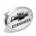 Ipick Image Made For Chevrolet Silverado 3d Logo On Brushed Oval Billet Aluminum 2 Inch Tow Hitch Cover
