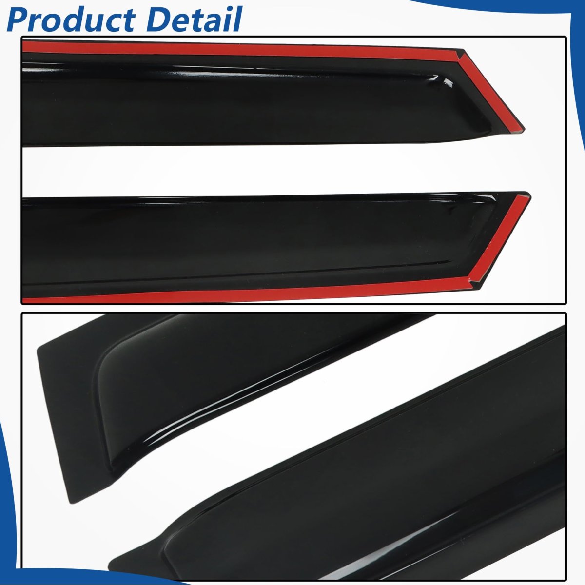 Window Visors Shade Sun Rain Wind Guards 4 Pieces Glossy Black Acrylic Replacement For Cx-9 Door 2016 2021