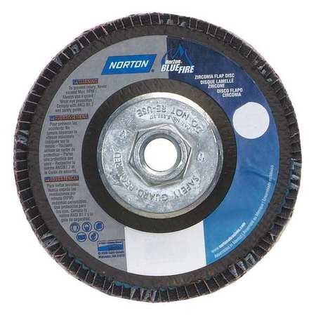 Flap Disc 4 5 In X 40 Grit Bluefire Zirconia Alumina Coated Abrasive Type 29 8-11 Mounting Size 13300 Max Rpm