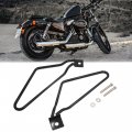 Uxcell 2pcs Metal Black Saddle Mount Side Bag Luggage Bracket For Motorcycle Scooter