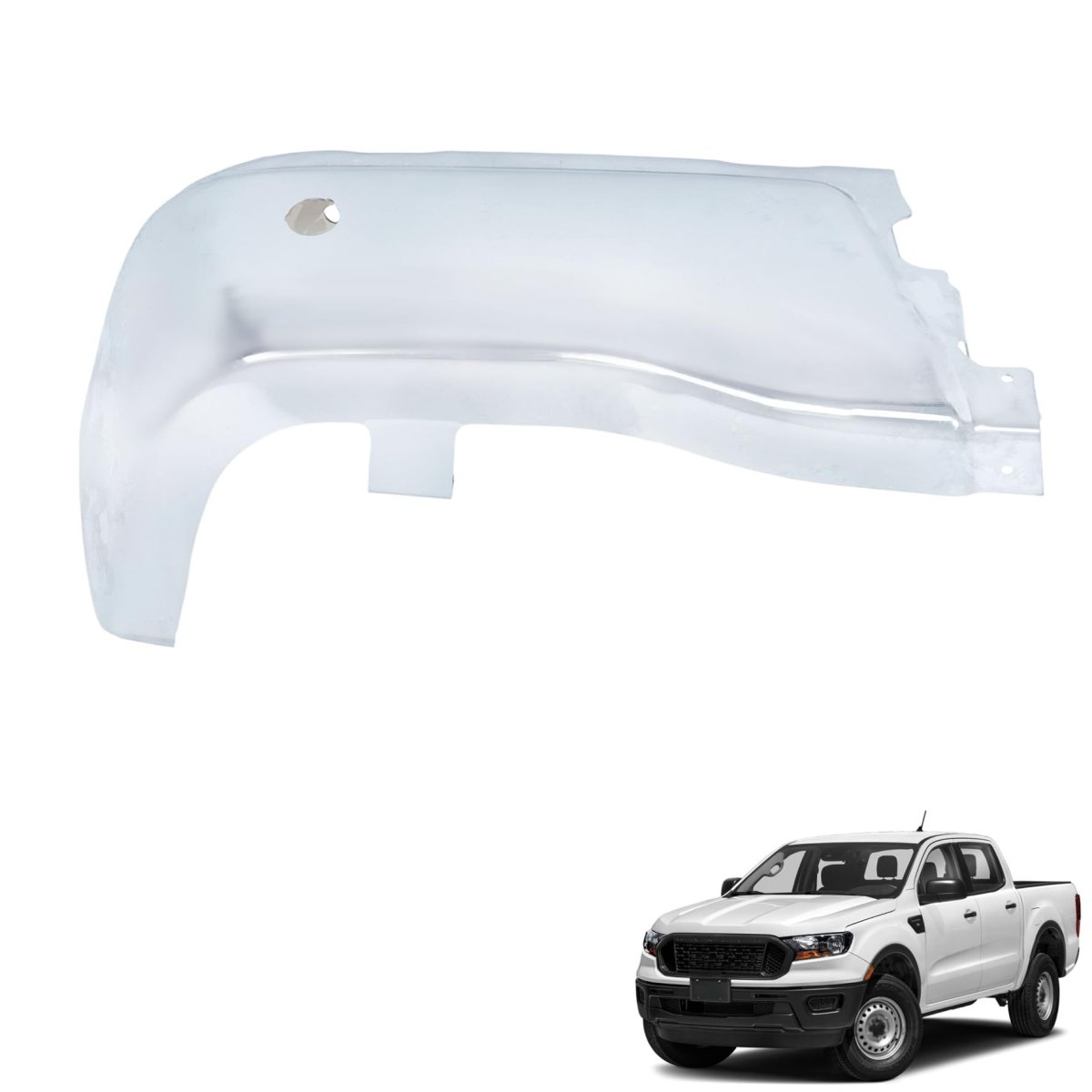 Driver Side Rear Step Bumper End Cap Replacement For Ranger Pickup 4 Door 2019 2020 2021 2022 2023 Chrome Steel Cover