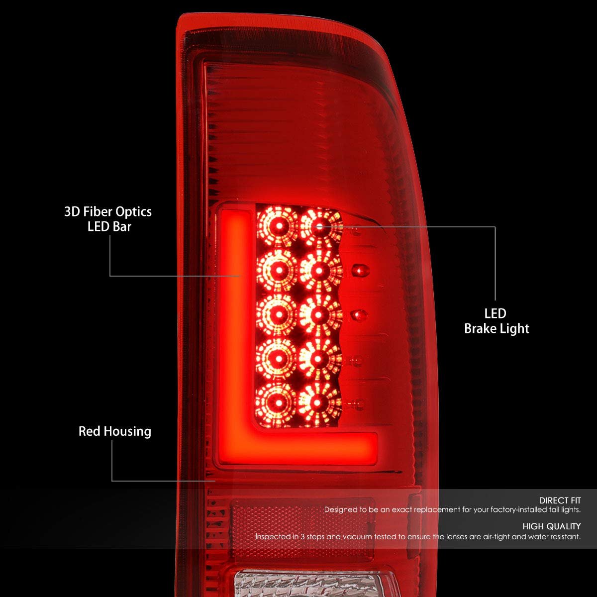 08-16 Ford Super Duty Red 3d Led L-bar Tail Light 3rd Third Brake Lamp