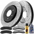 Motorbymotor Front Brake Pads And Rotors Kit Fits For Ford F-150 Expedition Lincoln Navigator 350mm Drilled Slotted Disc Rotor