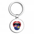 Glover Trading Turks And Caicos Island Flag Mouth Round Stainless Steel Metal Key Chain Keychain Ring Double Sided Deisgn 