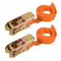 Ratchet Tie Down Lashing Strap 1 X 5ft 550lb 250kg Load Polypropylene For Moving Securing Cargo Orange Pack Of 2 