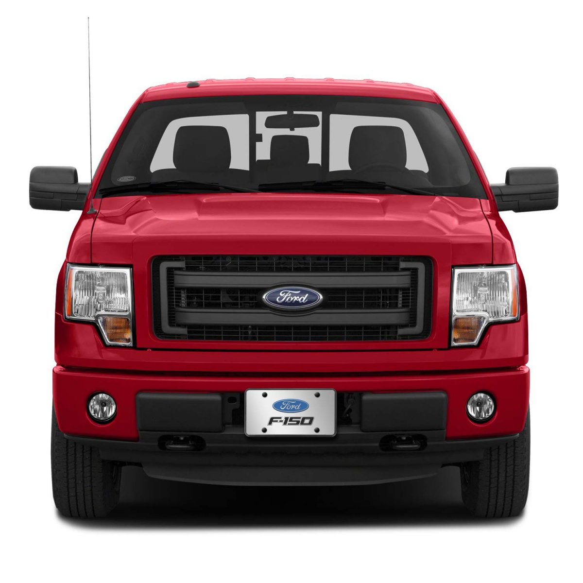 Ford F-150 2008 To 2014 3d Dual Logo Mirror Chrome Stainless Steel License Plate Official Licensed Universal Fit 12 In X 6