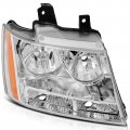 Ocpty Headlight Assembly Pair Replacement For Chevrolet Avalanche 2007-2013 For Suburban 1500 2007-2014 2500 Chrome Housing
