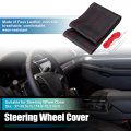 Uxcell Hand Sewn Steering Wheel Cover Red Stitch With Needle Thread Universal Fit 14 6-15 2 Inch 37-38 5cm Dia For Car Truck