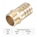 Uxcell Brass Hose Barb Fitting Straight 25mm X G3 4 Male Thread Pipe Connector With Stainless Steel Clamp Pack Of 1